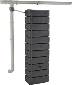 Regenton Muurtank, Grandval 300L, Antraciet Kunststof, Imitatiehout, Met Gootaansluitset Inbegrepen -Gardena Winkel 1023x1200