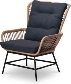 BUITEN Living Dex Wicker Loungestoel Tuin Incl. Wicker Voetenbank | Wicker + Aluminium | Bamboe Antraciet -Gardena Winkel 1025x1200 1