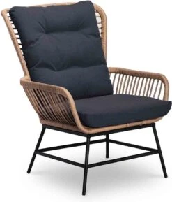 BUITEN Living Dex Wicker Loungestoel Tuin Incl. Wicker Voetenbank | Wicker + Aluminium | Bamboe Antraciet -Gardena Winkel 1025x1200