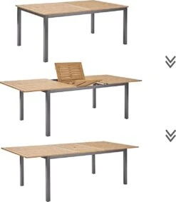 NATERIAL - Uitschuifbare Tuintafel ORIS - Uitschuifbare Tafel Voor 6 Tot 8 Personen - 180-240x100 Cm - Aluminium - Hout Eucalyptus -Gardena Winkel 1049x1200