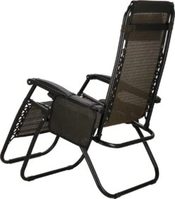 Springos Tuinstoel | Ligstoel | Opvouwbaar | Verstelbaar | Ergonomische Hoofdsteun | Bruin / Zwart -Gardena Winkel 1055x1200