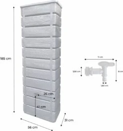 Regenton Muurtank, Grandval 300L, Antraciet Kunststof, Imitatiehout, Met Gootaansluitset Inbegrepen -Gardena Winkel 1122x1200