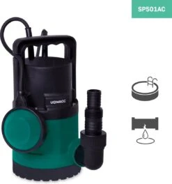VONROC Dompelpomp/Waterpomp 300W - 6500l/h - Voor Schoon En Licht Vervuild Water - Met Vlotter -Gardena Winkel 1123x1200 1