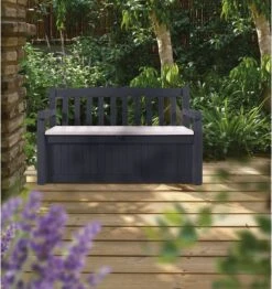 Keter Eden Garden Bench Opbergbank - 265L - 140x60x84cm - Zwart/Grijs 15 Keter Eden Garden Bench Opbergbank - 265L - 140x60x84cm - Zwart/Grijs -Gardena Winkel 1132x1200