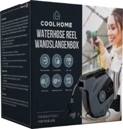 CoolHome - Wandslangenbox 20 Meter + 2 Meter - Tuinslang Met Haspel- Slangenhouder 180° Draaibaar - Tuinslanghaspel Zwart - Grijs -Gardena Winkel 1146x1200 1