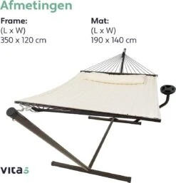 Vita5 Hangmat Met Standaard En Spreidstok – 2 Persoons – Incl. Bekerhouder - Afneembaar Kussen – Uv-bestendig – Beige 20 Vita5 Hangmat Met Standaard En Spreidstok – 2 Persoons – Incl. Bekerhouder - Afneembaar Kussen – Uv-bestendig – Beige -Gardena Winkel 1152x1200