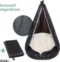 Vita5 Macramé Hangstoel - Voor Binnen En Buiten - Zonder Standaard - Incl. Kussen, Boekenvak En Beschermhoes - Tot 150kg - Beige -Gardena Winkel 1171x1200