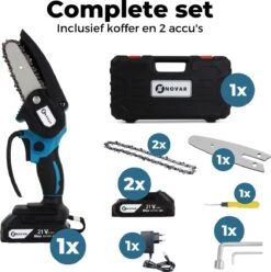 NovarGarden® Mini Kettingzaag NG1 - Met 2x Accu - Takkenzaag - Snoeizaag - Electrisch - Handzaag - Boomzaag - 21V -Gardena Winkel 1193x1200 1