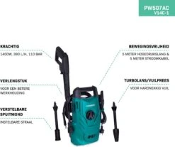 VONROC Hogedrukreiniger V14C-1 - 1400W – 110 Bar – 390 L/h – Compact - Incl. 5m Slang, Spuitstukken En Accessoires -Gardena Winkel 1200x1008