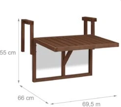 Relaxdays Balkontafel Inklapbaar - Klaptafel Balkon - Tafel Reling - Hangtafel Hout -Gardena Winkel 1200x1060