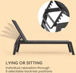 Blumfeldt Renazzo Lounge Ligstoel - Ligbed Voor De Tuin - Aluminium Tuinstoel - 6 Standen - Waterafstotend - Bekleding Van 70 % Pvc En 30 % Polyetheen - Zwart -Gardena Winkel 1200x1157