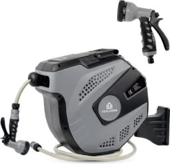 CoolHome Wandslangenbox 15 Meter + 1,5 Meter - Tuinslang Met Haspel- Slangenhouder 180° Draaibaar - Tuinslanghaspel Zwart - Grijs -Gardena Winkel 1200x1158 2