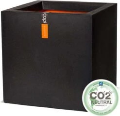 Capi Europe - Bloempot Vierkant Smooth NL - 50x50x50 - Zwart - Voor Binnen En Buiten - KBL904 -Gardena Winkel 1200x1159