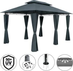 Casaria Paviljoen Topas 3x4m - UV-bescherming 50+ - Antraciet -Gardena Winkel 1200x1160 1