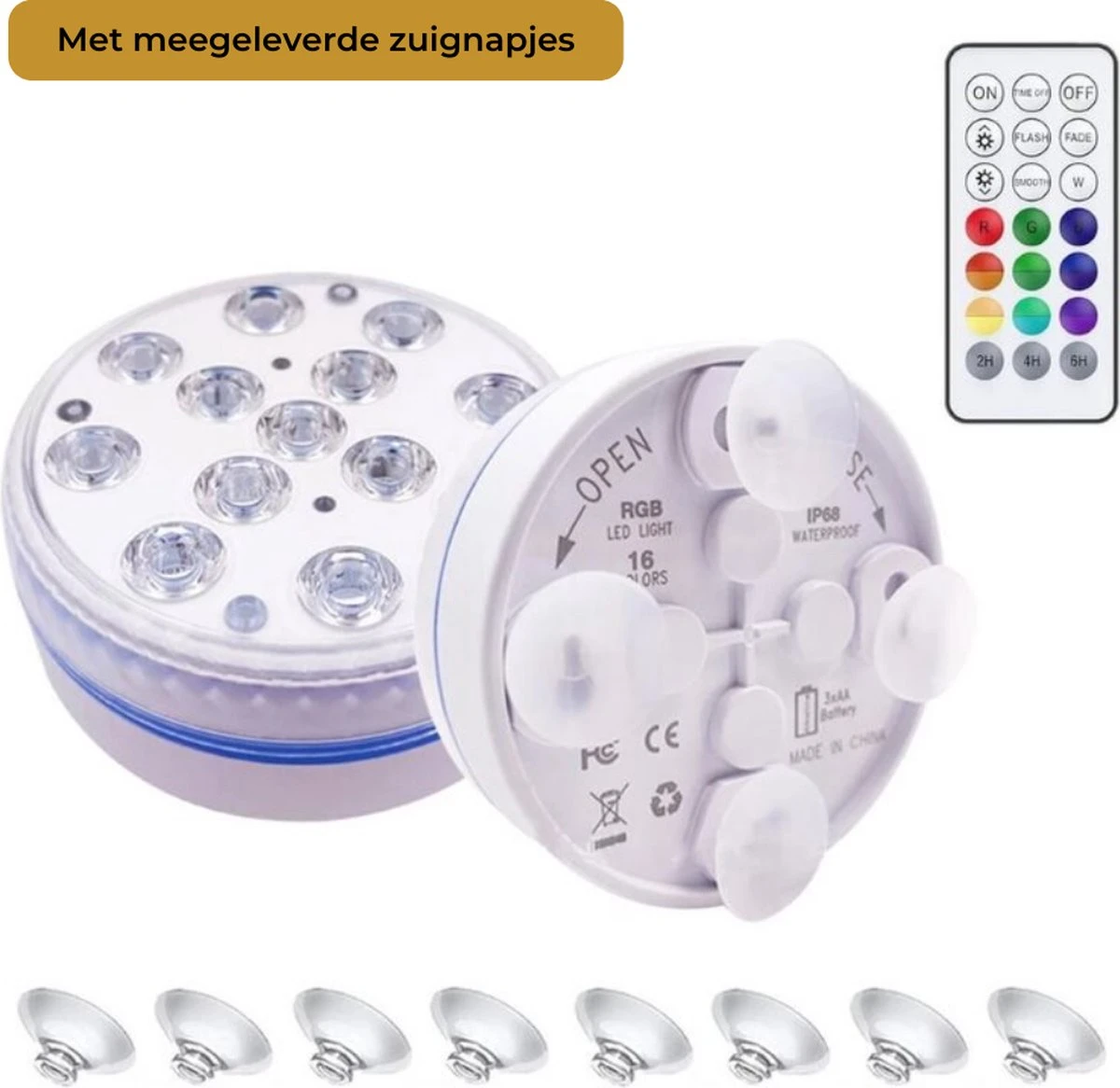 Lueas® Draadloze Ledlampjes Waterdicht - Met Afstandbediening -2 Stuks Op Batterijen - RGB - Dimbaar 3 Lueas® Draadloze Ledlampjes Waterdicht - Met Afstandbediening -2 Stuks Op Batterijen - RGB - Dimbaar - Afbeelding 3