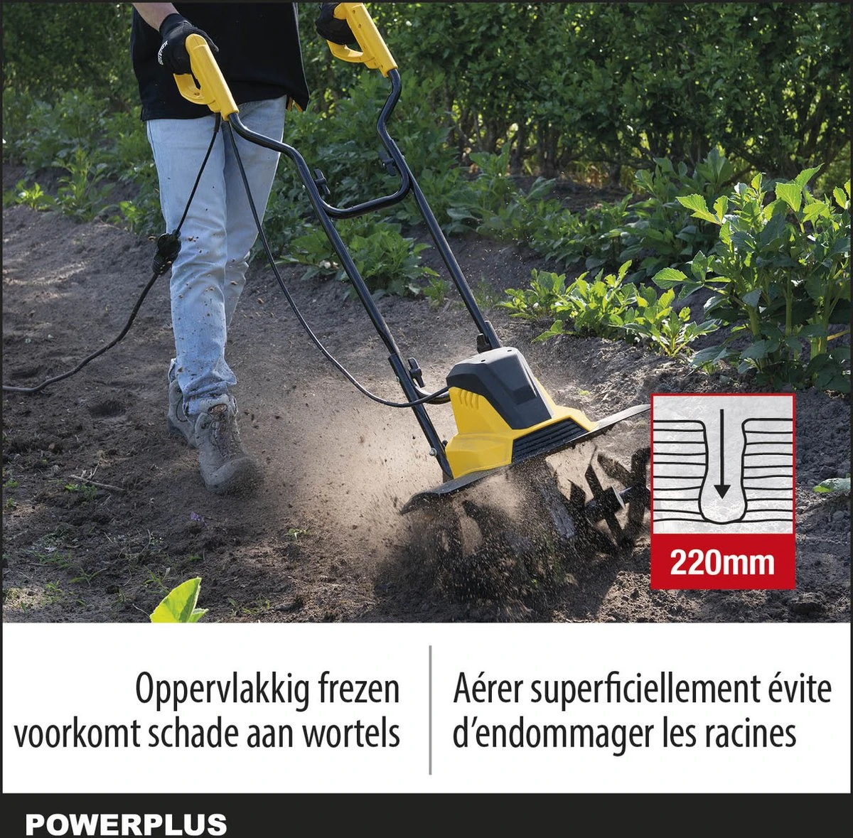 Powerplus POWXG72010 Tuinfrees - 1500W - Werkbreedte 450mm - Werkdiepte Max. 220mm - Incl. 6 Messen En Wielen 3 Powerplus POWXG72010 Tuinfrees - 1500W - Werkbreedte 450mm - Werkdiepte Max. 220mm - Incl. 6 Messen En Wielen - Afbeelding 3