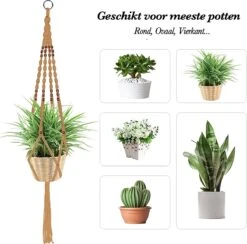 4 Stuks Luxe Jute Plantenhangers - Boho Handgeweven Katoen Hangpot Voor Binnen/Buiten - Hangende Bloempot Met Kralen - Macramé Touw/Koord Hangplant Houder - Bohemian Wandhanger Decoratie - Plant Hanger - Verticale Tuin Bloempothouder Planthanger -Gardena Winkel 1200x1184 2