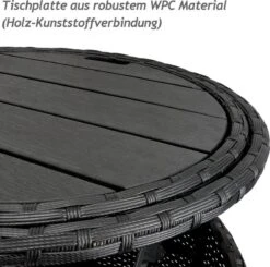 Casaria Polyrattan Zonne-Eiland Ø185cm – Incl. Kussens - Zwart Crème -Gardena Winkel 1200x1189 1