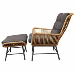 BUITEN Living Dex Wicker Loungestoel Tuin Incl. Wicker Voetenbank | Wicker + Aluminium | Bamboe Antraciet -Gardena Winkel 1200x1190 1