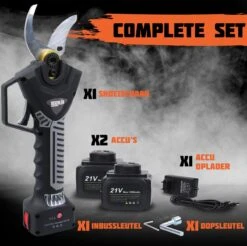 Reichlër® Elektrische Snoeischaar - 40 Mm Snijdiameter - 2x Accu - Anti-cut Functie - Heggenschaar - Takkenschaar - Zwart -Gardena Winkel 1200x1195 3