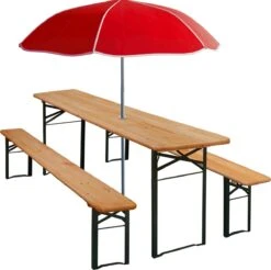 Casaria Tuinset Hout – 2 Banken 1Tafel Inklapbaar - 170x46x75cm -Gardena Winkel 1200x1197