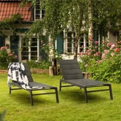 Blumfeldt Renazzo Lounge Ligstoel - Ligbed Voor De Tuin - Aluminium Tuinstoel - 6 Standen - Waterafstotend - Bekleding Van 70 % Pvc En 30 % Polyetheen - Zwart -Gardena Winkel 1200x1200 108