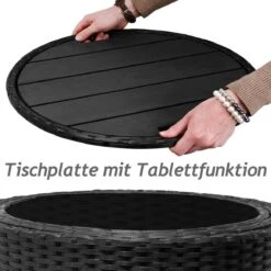 Casaria Polyrattan Zonne-Eiland Ø185cm – Incl. Kussens - Zwart Crème -Gardena Winkel 1200x1200 11