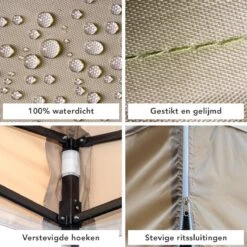 LifeGoods Partytent - 3x3 M - Zijwanden - Easy Up - Opvouwbaar - Waterdicht - Draagtas Met Wieltjes - Beige -Gardena Winkel 1200x1200 122