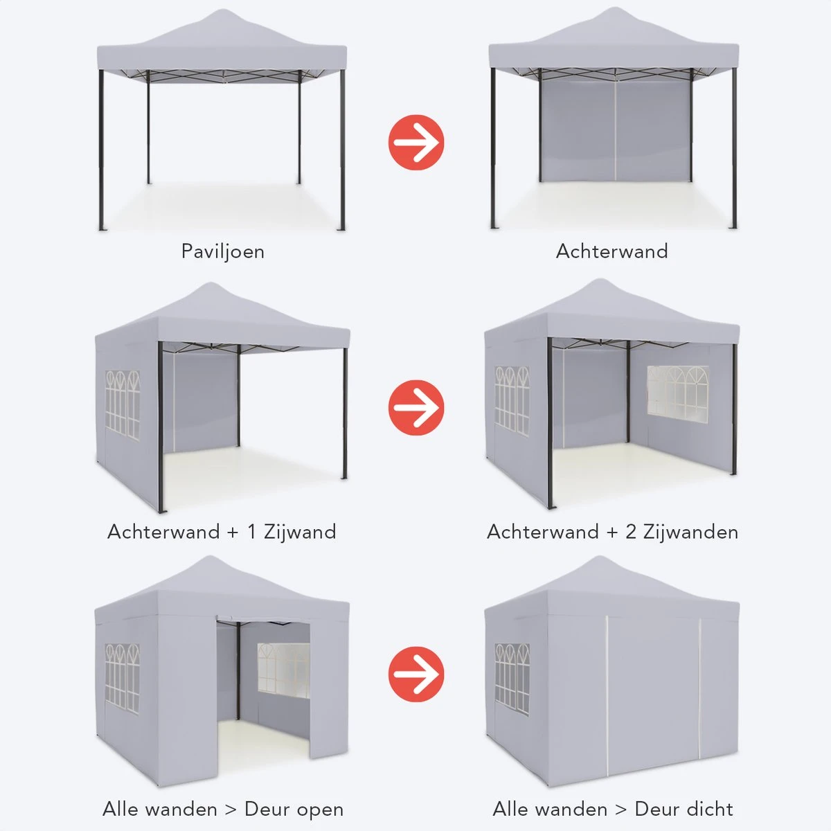 LifeGoods Partytent - 3x3 M - Zijwanden - Easy Up - Opvouwbaar - Waterdicht - Draagtas Met Wieltjes - Donkergrijs 2 LifeGoods Partytent - 3x3 M - Zijwanden - Easy Up - Opvouwbaar - Waterdicht - Draagtas Met Wieltjes - Donkergrijs - Afbeelding 2