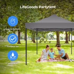 LifeGoods Partytent - 3x4.5 M - Zijwanden - Easy Up - Opvouwbaar - Waterdicht - Draagtas Met Wieltjes - Donkergrijs -Gardena Winkel 1200x1200 151