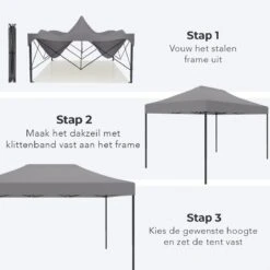 LifeGoods Partytent - 3x4.5 M - Zijwanden - Easy Up - Opvouwbaar - Waterdicht - Draagtas Met Wieltjes - Donkergrijs -Gardena Winkel 1200x1200 152