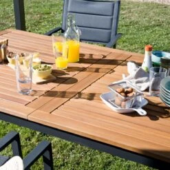 NATERIAL - Uitschuifbare Tuintafel ORIS - Uitschuifbare Tafel Voor 6 Tot 8 Personen - 180-240x100 Cm - Aluminium - Hout Eucalyptus -Gardena Winkel 1200x1200 184