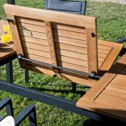 NATERIAL - Uitschuifbare Tuintafel ORIS - Uitschuifbare Tafel Voor 6 Tot 8 Personen - 180-240x100 Cm - Aluminium - Hout Eucalyptus -Gardena Winkel 1200x1200 186