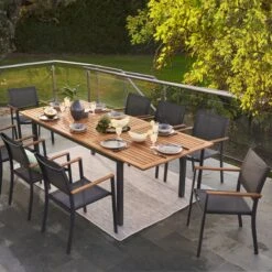 NATERIAL - Uitschuifbare Tuintafel ORIS - Uitschuifbare Tafel Voor 6 Tot 8 Personen - 180-240x100 Cm - Aluminium - Hout Eucalyptus -Gardena Winkel 1200x1200 187