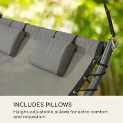 Blumfeldt Palermo Schommelbank - Hollywoodschommel 130 X 207 Cm - Ligbed Met Dak - Schommelstoel Voor 2 Personen - Tuinbank Inclusief Nekkussens - Stalen Frame En Polyester Dak - Grijs -Gardena Winkel 1200x1200 189