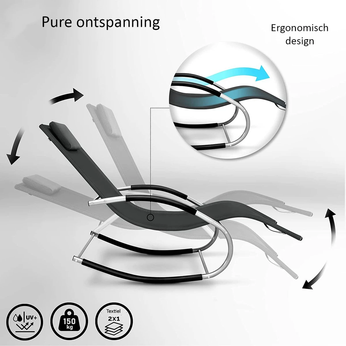 Sens Design Zonnebed - Ligbed - Weerbestendig - Antraciet 4 Sens Design Zonnebed - Ligbed - Weerbestendig - Antraciet - Afbeelding 4