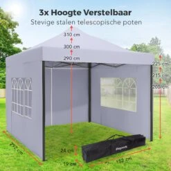 LifeGoods Partytent - 3x3 M - Zijwanden - Easy Up - Opvouwbaar - Waterdicht - Draagtas Met Wieltjes - Donkergrijs 23 LifeGoods Partytent - 3x3 M - Zijwanden - Easy Up - Opvouwbaar - Waterdicht - Draagtas Met Wieltjes - Donkergrijs -Gardena Winkel 1200x1200 23
