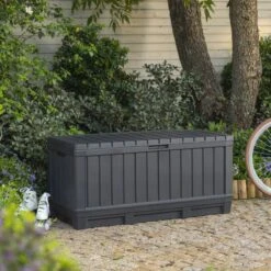 Keter Kentwood Opbergbox - 128x53.6x59 Cm - 350 L - Grafiet -Gardena Winkel 1200x1200 235