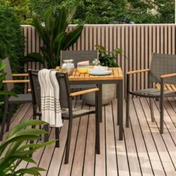 NATERIAL - Tuintafel Vierkant ORIS - 4 Personen - Houten Tafel 90x90 Cm - Aluminium - Met Houten Blad - Eucalyptus -Gardena Winkel 1200x1200 27