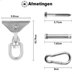 Luxe Ophangsysteem - 180° Schommelen, 360° Roteerbaar - Plafondhaak - Ophanghaak - Hangstoel Buiten - Hangstoel Binnen – Schommelstoel - Schommel - Bokszakken - RVS - Nederlandse Handleiding - -Gardena Winkel 1200x1200 30