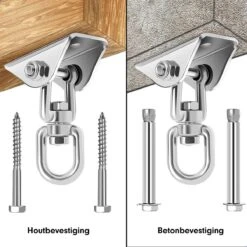 Luxe Ophangsysteem - 180° Schommelen, 360° Roteerbaar - Plafondhaak - Ophanghaak - Hangstoel Buiten - Hangstoel Binnen – Schommelstoel - Schommel - Bokszakken - RVS - Nederlandse Handleiding - -Gardena Winkel 1200x1200 31
