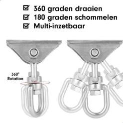 Luxe Ophangsysteem - 180° Schommelen, 360° Roteerbaar - Plafondhaak - Ophanghaak - Hangstoel Buiten - Hangstoel Binnen – Schommelstoel - Schommel - Bokszakken - RVS - Nederlandse Handleiding - -Gardena Winkel 1200x1200 32