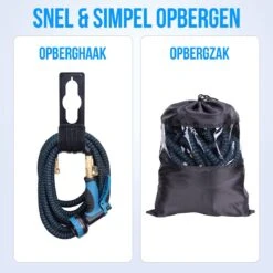 Strex Flexibele Tuinslang 15M Met Sproeikop - Uitrekbaar - Incl. Koppelingen, Ophanghaak & Opbergzak -Gardena Winkel 1200x1200 373