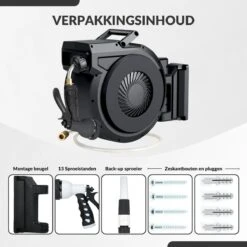 Buxibo - Wandslangenbox 20 Meter + 2 Meter - Tuinslang Met Haspel - 9 Sproei Standen - Slangenhouder 180° Draaibaar - Tuinslanghaspel Zwart+ Gratis Sproeier - Zwart -Gardena Winkel 1200x1200 390
