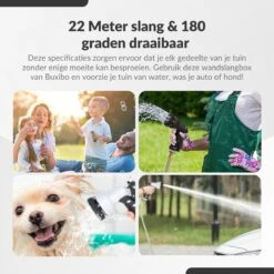 Buxibo - Wandslangenbox 20 Meter + 2 Meter - Tuinslang Met Haspel - 9 Sproei Standen - Slangenhouder 180° Draaibaar - Tuinslanghaspel Zwart+ Gratis Sproeier - Zwart -Gardena Winkel 1200x1200 397