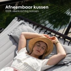 Vita5 Hangmat Met Standaard En Spreidstok – 2 Persoons – Incl. Bekerhouder - Afneembaar Kussen – Uv-bestendig – Lichtgrijs -Gardena Winkel 1200x1200 46