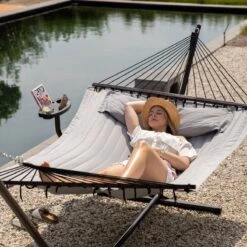 Vita5 Hangmat Met Standaard En Spreidstok – 2 Persoons – Incl. Bekerhouder - Afneembaar Kussen – Uv-bestendig – Lichtgrijs -Gardena Winkel 1200x1200 51