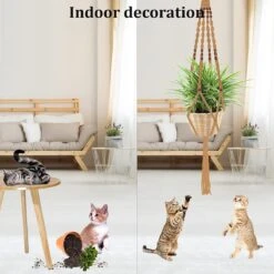 4 Stuks Luxe Jute Plantenhangers - Boho Handgeweven Katoen Hangpot Voor Binnen/Buiten - Hangende Bloempot Met Kralen - Macramé Touw/Koord Hangplant Houder - Bohemian Wandhanger Decoratie - Plant Hanger - Verticale Tuin Bloempothouder Planthanger -Gardena Winkel 1200x1200 536