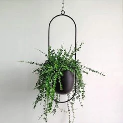 Be-Inspired® Hangende Bloempot Ovaal - Bloempot Binnen - Voor Hangplant – Plant Bloem Pot Met Opknoping – Plantenhanger - Plantenbak - Industrieel – Scandinavisch - Metaal - Zwart -Gardena Winkel 1200x1200 548