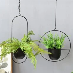 Be-Inspired® Hangende Bloempot Ovaal - Bloempot Binnen - Voor Hangplant – Plant Bloem Pot Met Opknoping – Plantenhanger - Plantenbak - Industrieel – Scandinavisch - Metaal - Zwart -Gardena Winkel 1200x1200 550